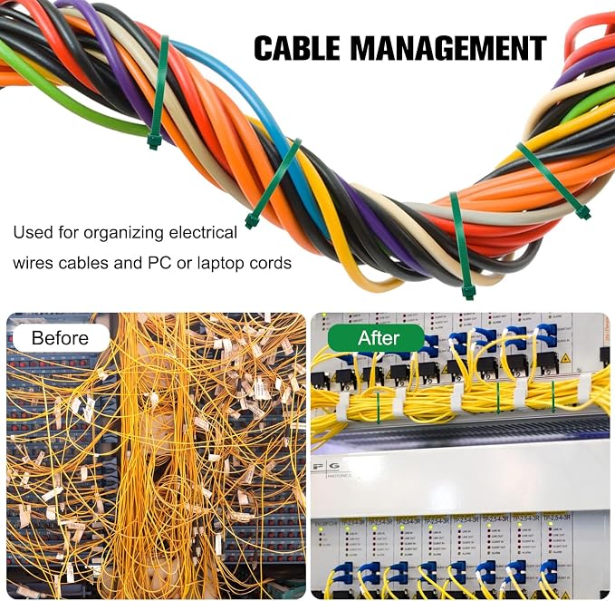 Zip Ties Assorted Sizes, 2000 Pack, Plastic Wire Ties - Image 5