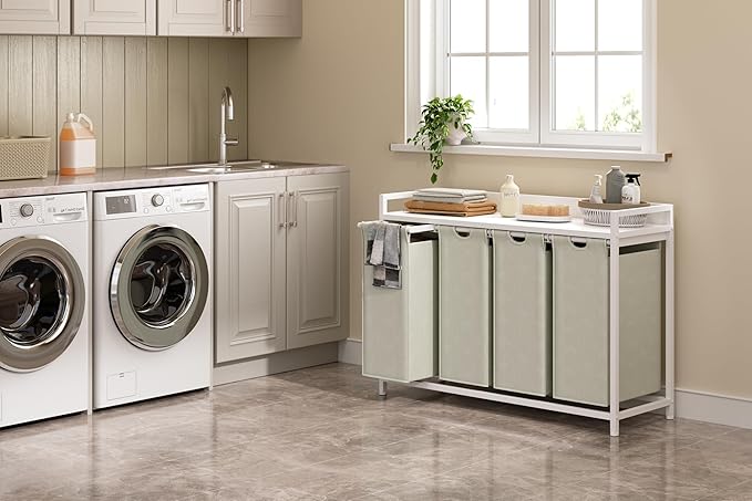 Herture Laundry Hampers with Shelf, Laundry Basket 4 Section, 4 x 15.87 Gal - Image 2