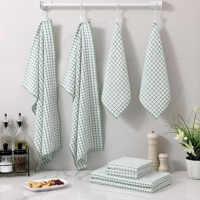 Homaxy Kitchen Towels and Dishcloths Set, Grass Green - Image 7