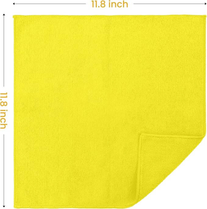 SIFANGKE Microfiber Cleaning Cloth, 12 Pack Yellow Cleaning Rags - Image 2