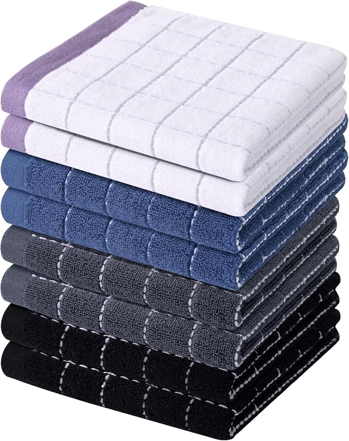 Homaxy 100% Cotton Terry Kitchen Dish Cloths, 8 Pack, Suitable by Homaxy