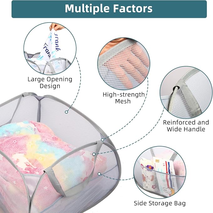 2 Pack Collapsible Laundry Baskets, 90L Large Foldable Laundry Basket, Durable - Image 5