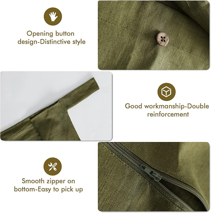Linen Hanging Laundry Bag, 100% Linen Over The Door Laundry Hamper - Image 3