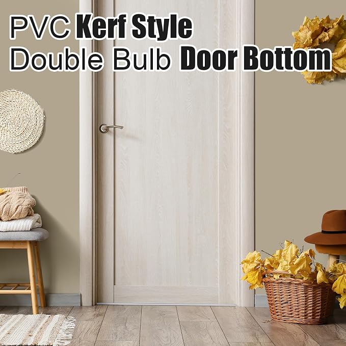 Pushglossy 2 Pcs 36" Kerf Door Sweep Double Bubble Kerf Pre Cut White | 1-3/4" - Image 5