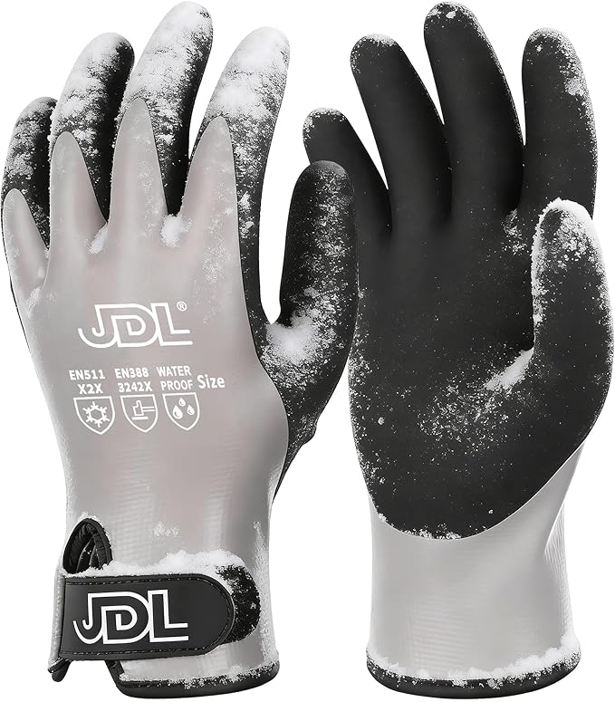 JDL Faux Mohair 100% Waterproof Winter Work Gloves for Men and Women – Extra Warm, Thermal Insulated Freezer Gloves
