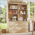 71" Tall Farmhouse Kitchen Pantry, Large Storage Cabinet with Drawers, Freestanding Coffee Bar Hutch with Microwave Stand, Adjustable Shelves for Kitchen, Living Room, Brown 2 Pcs