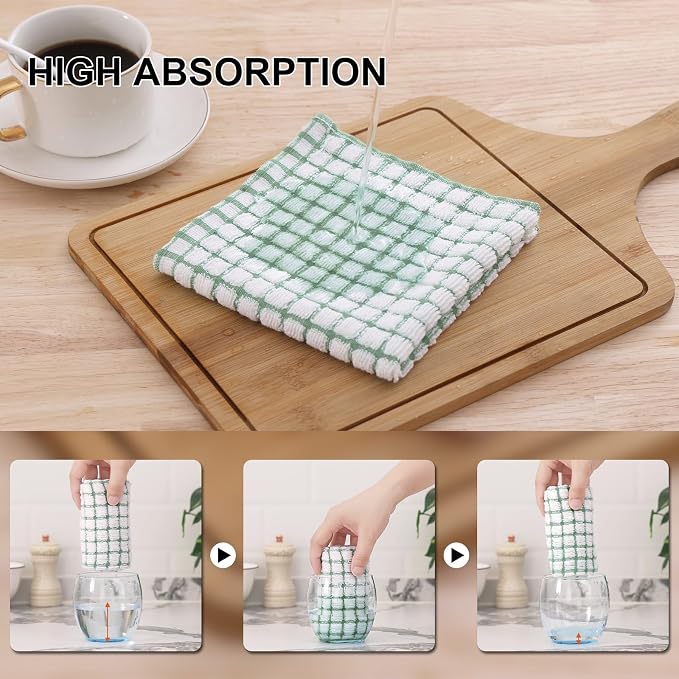 Kitinjoy Cotton 6 Pack Terry Kitchen Towels, Grass Green - Image 4
