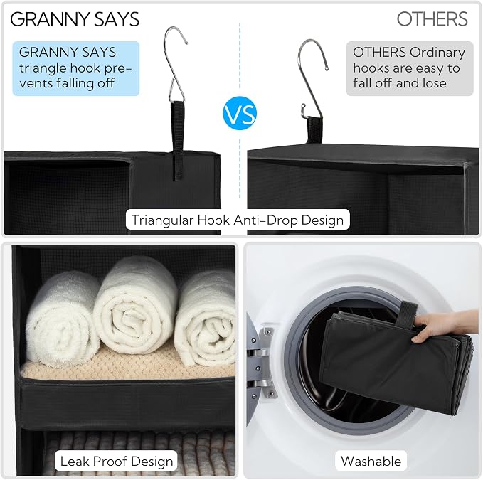GRANNY SAYS 3-Shelf Hanging Closet Organizer, Foldable Storage, No-Sag Support - Image 6