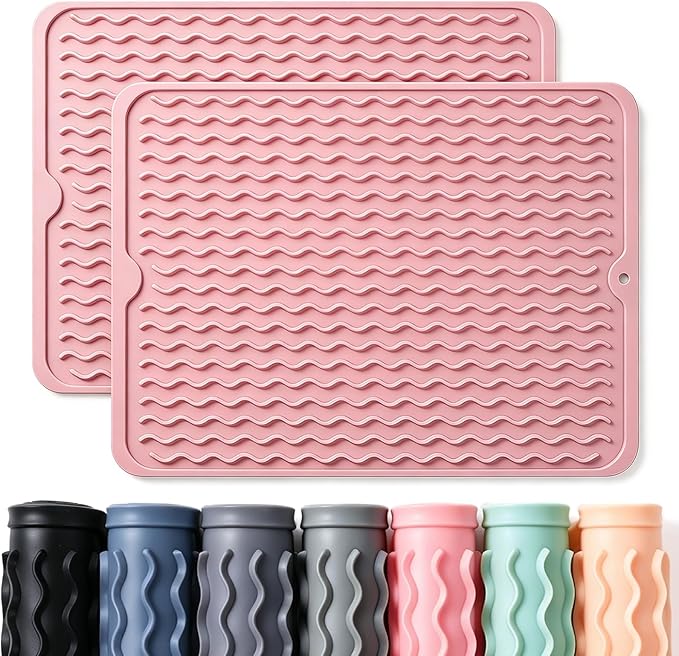 2 Pack Caketime Silicone Dish Drying Mat by CAKETIME