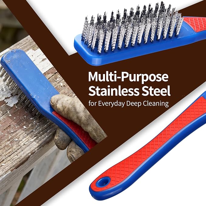 8Pcs Wire Brush Set for Cleaning Rust Paint, Heavy Duty Scratch Brushes - Image 3