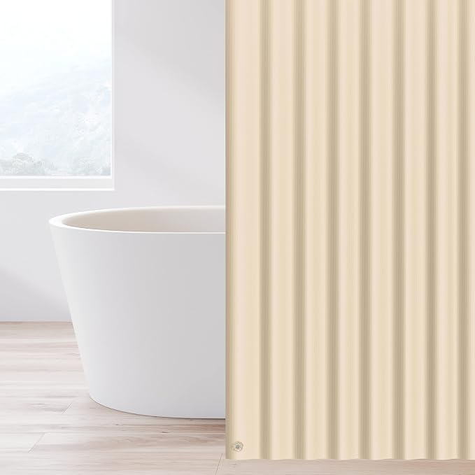 EHZNZIE Beige Shower Curtain Liner 72x72, PEVA Waterproof Bath Curtain - Image 6