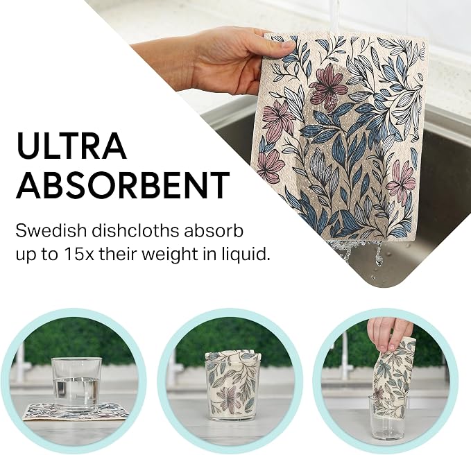 Swedish Wholesale Dishcloths Reusable 8" x 7" Sponge Cloths, Bulk 10 Pack of - Image 5