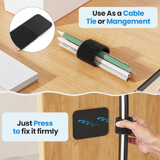 Cable Management Under Desk, Enhanced up to 15 Cord Organizer 20 Pair-Black | - Image 5