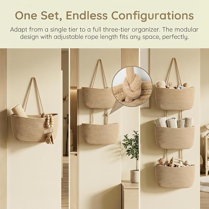 Hanging Basket, Over Door Organizer, 3 -Tier Wall Basket - Image 2