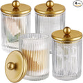 SheeChung 4 Pack Gold Ribbed Glass Qtip Holder by SheeChung