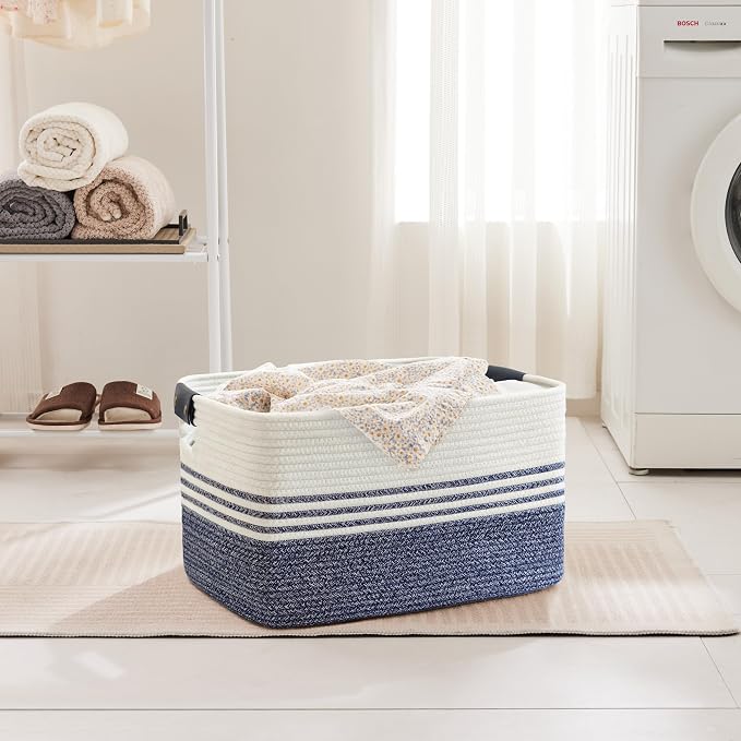60L Woven Laundry Basket Hamper - Image 3