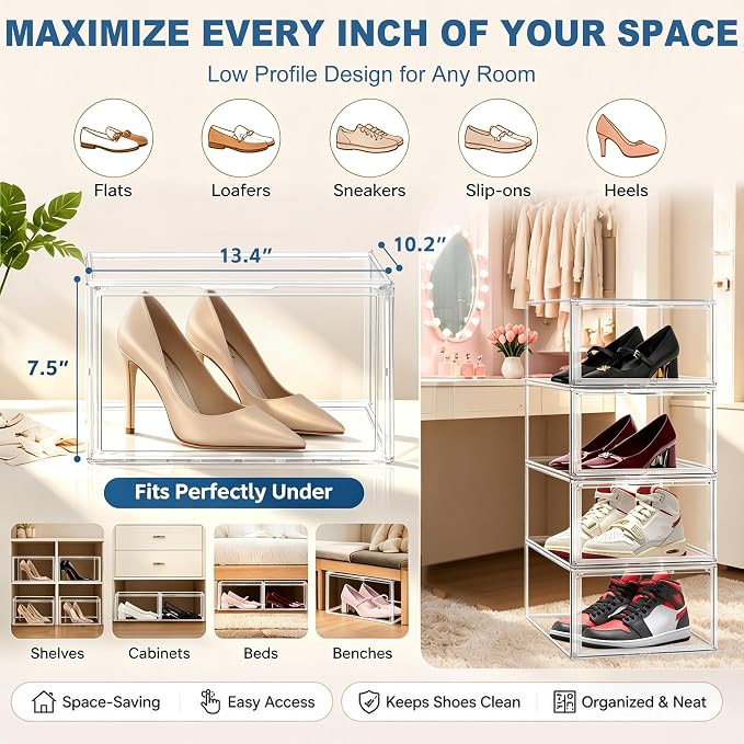 Low Profile Acrylic Shoe Storage Box - Image 2