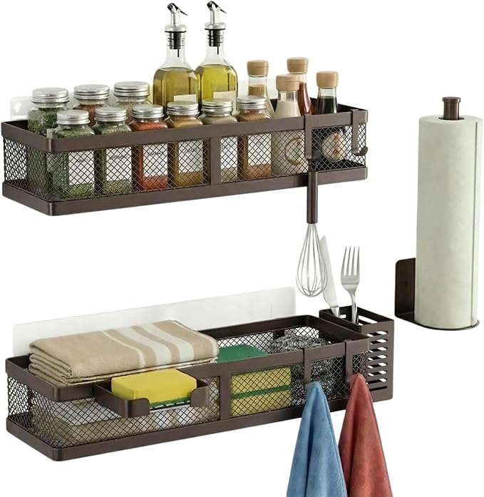 PUSDON 5-in-1 16.5" Extra Long Slim Wall Mount Wrapped Mesh Kitchen Organizer & - Image 3
