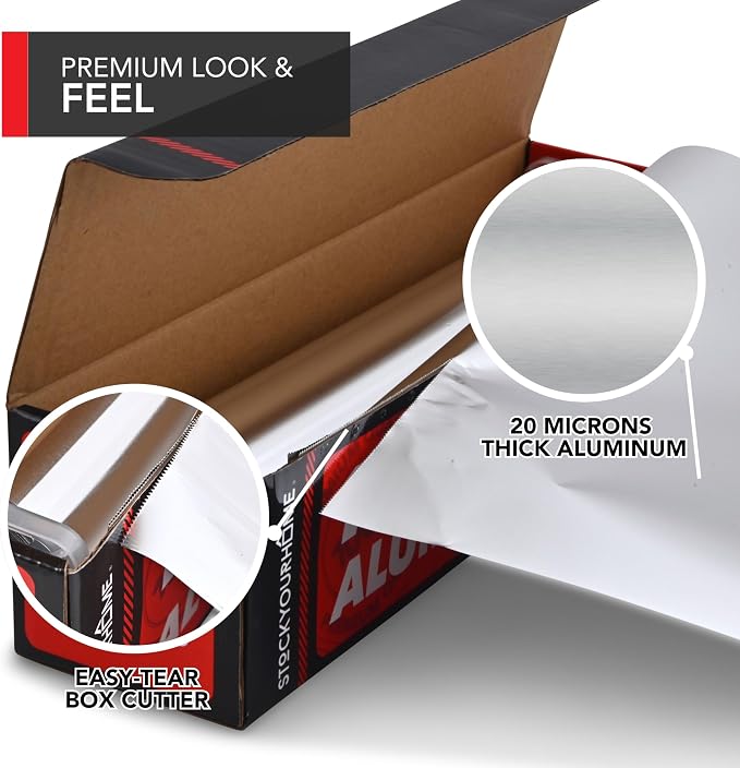 Stock Your Home Heavy Duty Aluminum Foil Roll, 1000 FT x 12 Inches Wide Non - Image 3