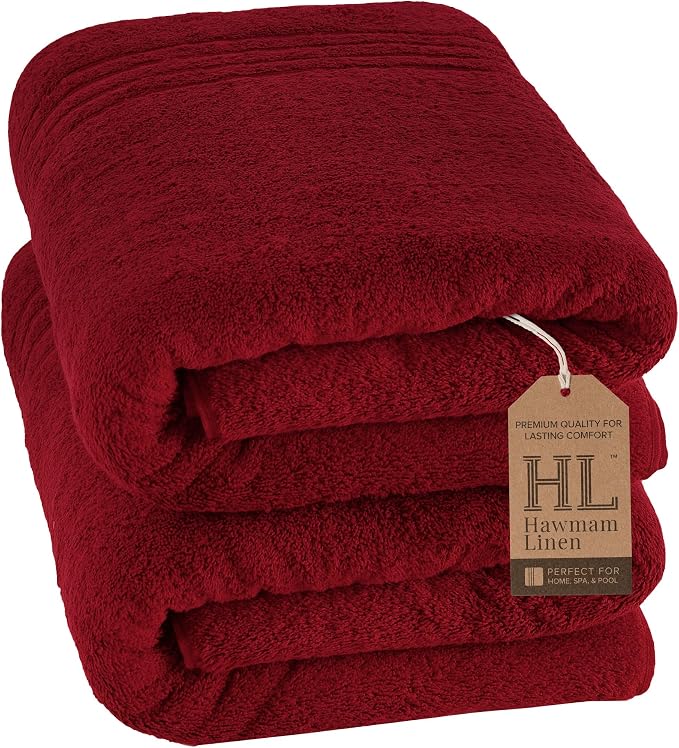 Hawmam Linen Jumbo Large Bath Sheets Towels 2 Pack Soft and Absorbent by HawmamLinen
