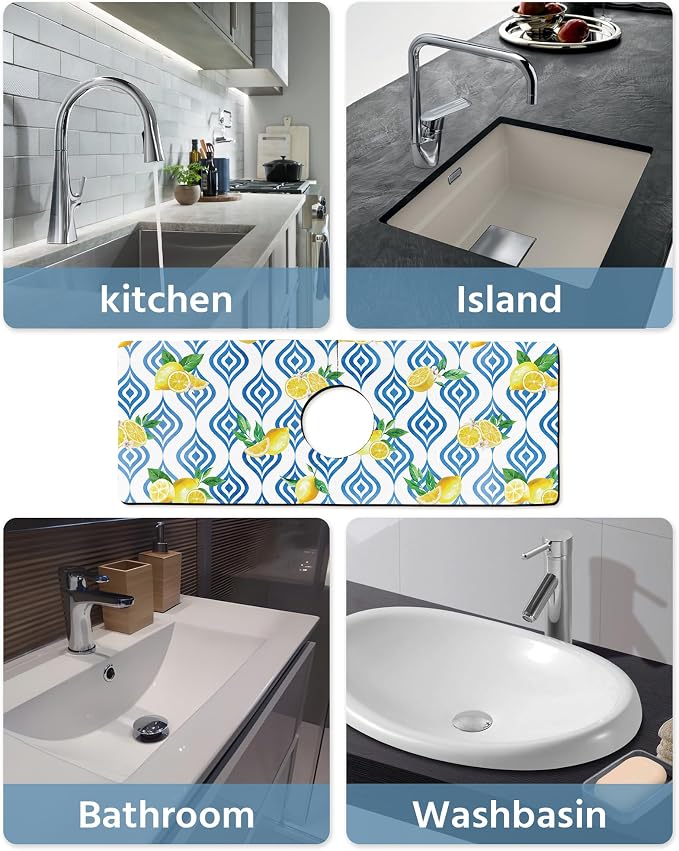 Patterned Sink Faucet Mat Kitchen Splash Guard Super Absorbent Drying Mat - Image 6