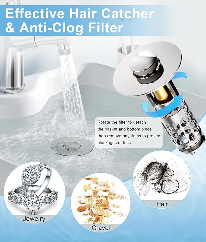 QYHNYJF Upgraded Bathroom Sink Stopper – Universal Pop-Up Drain Plug - Image 6