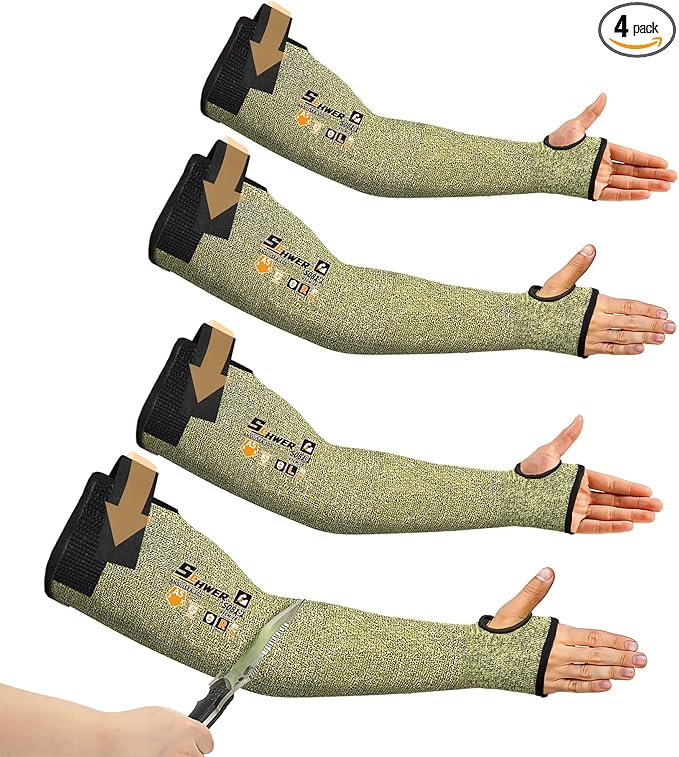 Schwer 2 Pairs CORE Arm Protection Sleeves S081, ANSI A5 Cut Resistant Sleeves with Thumbhole, Non-PFAS Flame Resistant Welding Sleeve for Work Kitchen, Farmer Sleeve for Gardening Arm Guards