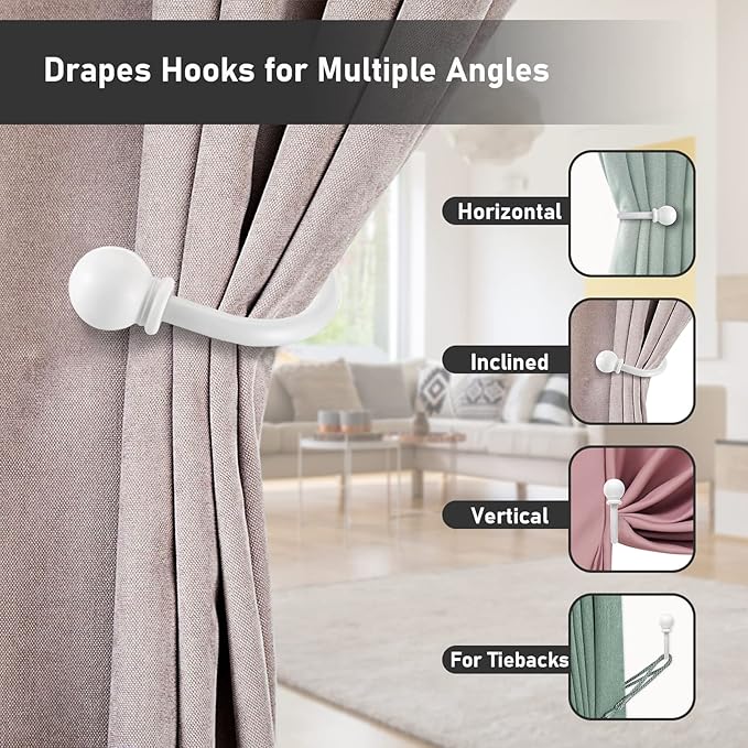 Sumnacon Set of 2 Decorative Curtain Holdbacks, Wall Mounted Aluminum Alloy - Image 7