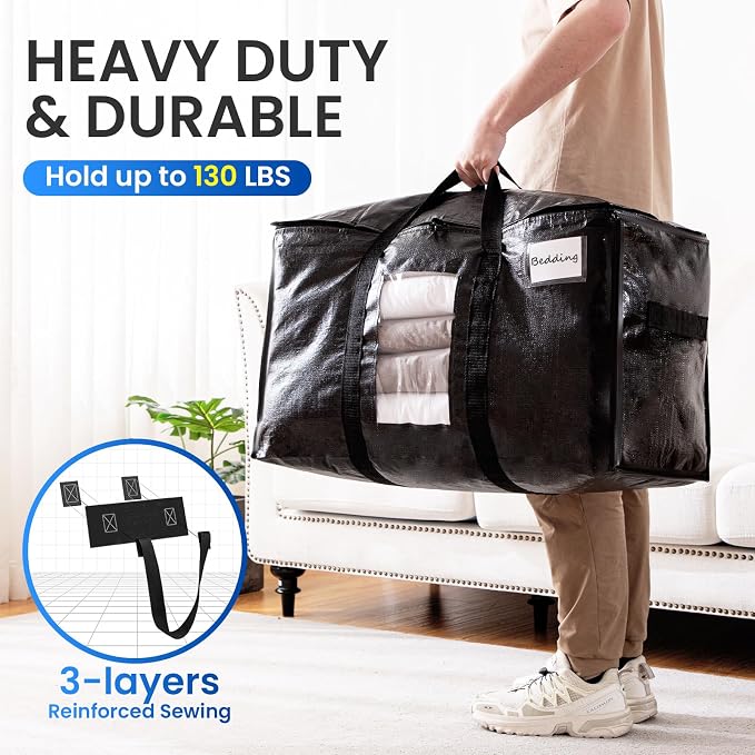 TAILI 4 Pack Black Extra Large Moving Bags, Storage Bag - Image 5