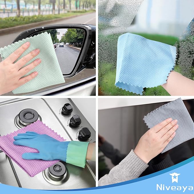 Niveaya 24 Pack Reusable Fish Scale Cloth, Microfiber Glass Cleaning Cloth - Image 5