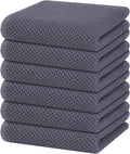 Homaxy 100% Cotton Waffle Weave Kitchen Dish Towels 6-Pack, Dark Grey | 13 x 28 by Homaxy