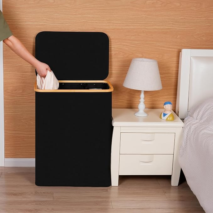efluky Laundry Hamper with Lid, Trio Laundry Basket with 2 Removable Bags - Image 5