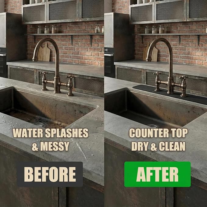 Customizable Kitchen Sink Faucet Mat: 24" Lx4 W Absorbent Splash Guard | 2PCS - Image 6
