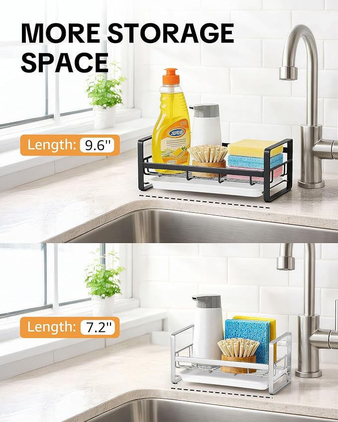 HULISEN Large Kitchen Sponge Holder, 304 Stainless Steel Sink Caddy - Image 2