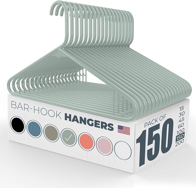 Plastic Hangers 100+ Pack – Made in the USA – 6lb Capacity Standard Clothes by NeatiesHangers