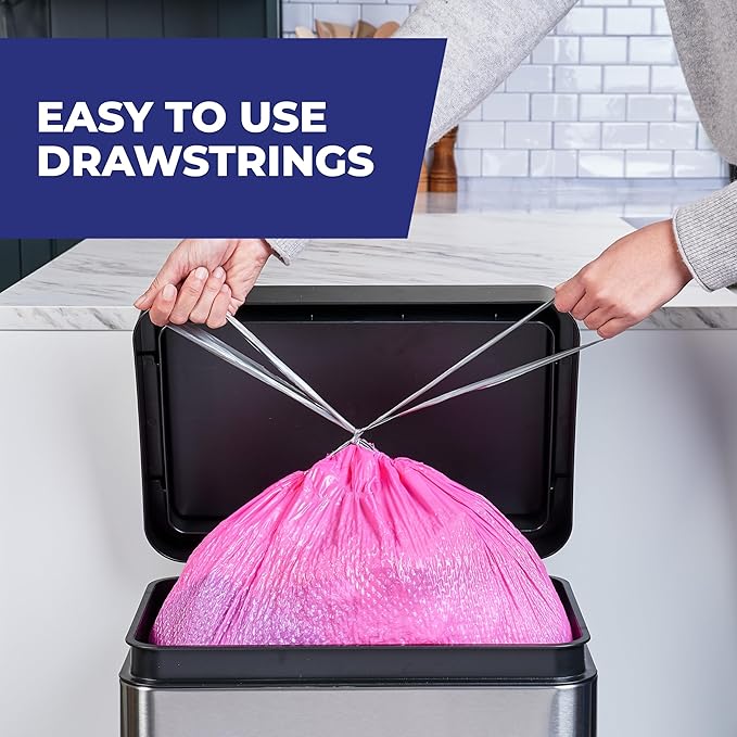 Hefty Ultra Strong 13 Gal Pink Kitchen Trash Bags, Watermelon Scent, 110ct | - Image 5
