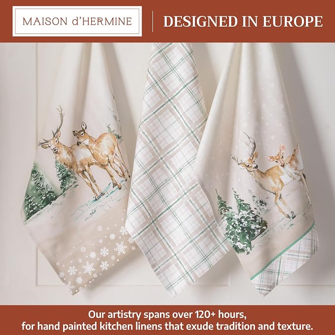 Maison d' Hermine Kitchen Towels Set of 3 Reusable 100% Cotton 27.50" x 20" - Image 2