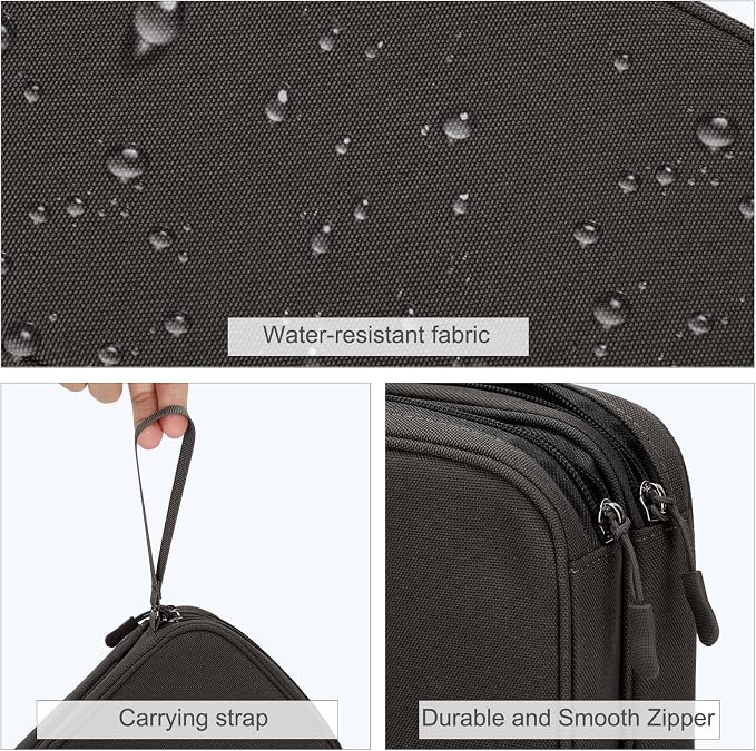 FYY Electronic Organizer, Travel Tech Pouch Bag, Coffee | Wrist Strap, - Image 4