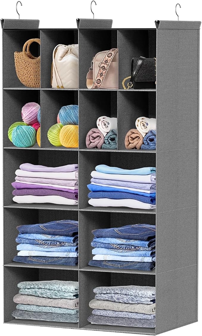 5 Tier Hanging Closet Organizer, 14 Compartments Dual Row Storage, 3 Sturdy by Ofiray-home