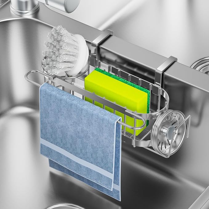 Cisily Kitchen Sink Caddy Sponge Holder in The Sink, Stainless Steel Kitchen by CISILYHOMELIFE