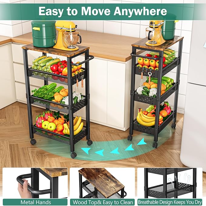 Vivihomety 4-Tier Laundry Utility Rolling Cart - Image 5
