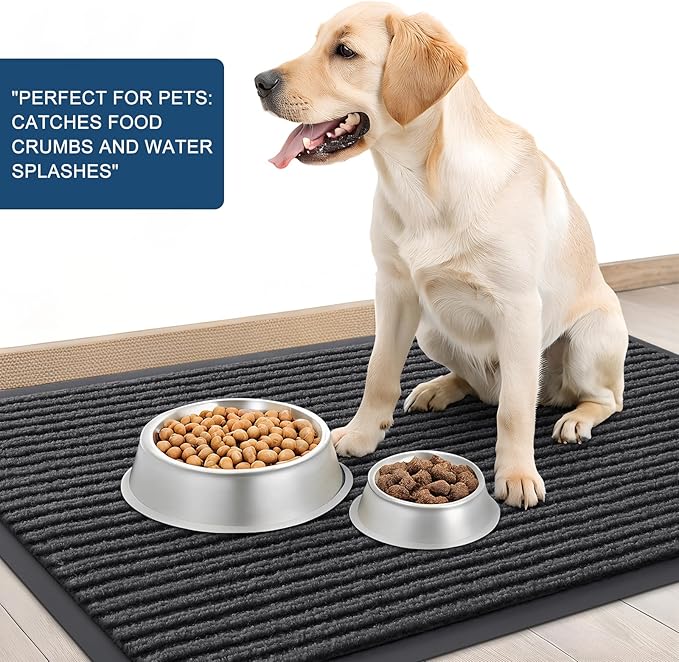OLANLY Front Door Mat Indoor Outdoor Entrance, Waterproof Heavy Duty Doormat, Fade Resistant, Low Profile, Easy Clean Patio Porch Welcome Floor Mats for Entry, 35x30, Charcoal Grey