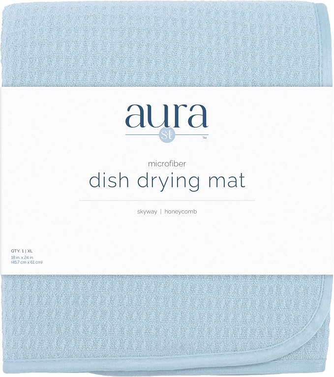 S&T INC. Dish Drying Mat, Sky Blue | Absorbent Microfiber, Extra Large Kitchen - Image 9