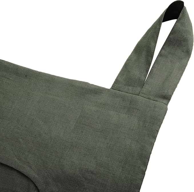 Amazhiyu 100% Linen Door Hanging Laundry Hamper Bag, 19x27 Inches Dusty Green - Image 2