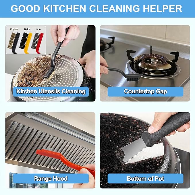12Pcs Crevice Cleaning Brush Set, Hard Bristle Multi-Purpose Household Cleaning - Image 4