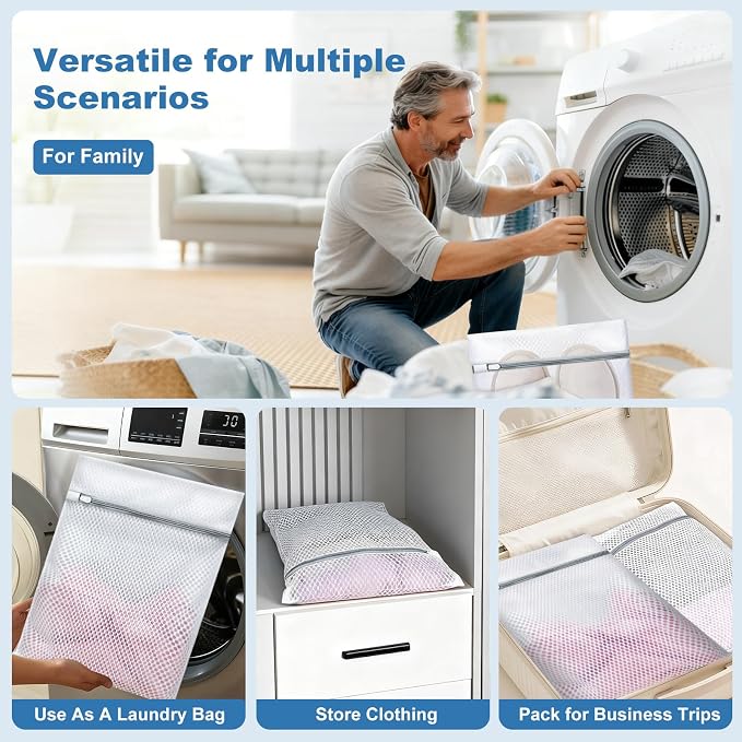 Laundry Bags Mesh Wash Bags for Delicates, Upgraded Honeycomb & Fine Mesh - Image 7