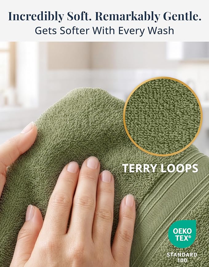 LANE LINEN Hand Towel Set 100% Cotton 4 Pack Soft Absorbent - Image 2