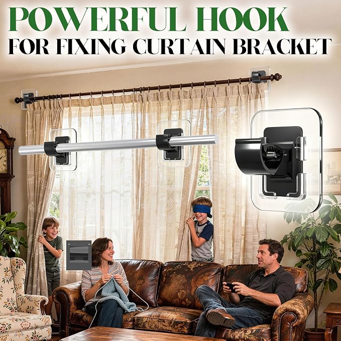 Detachable Adhesive Curtain Rod Holder-20LB, No Drill Curtain Rod Brackets | - Image 7