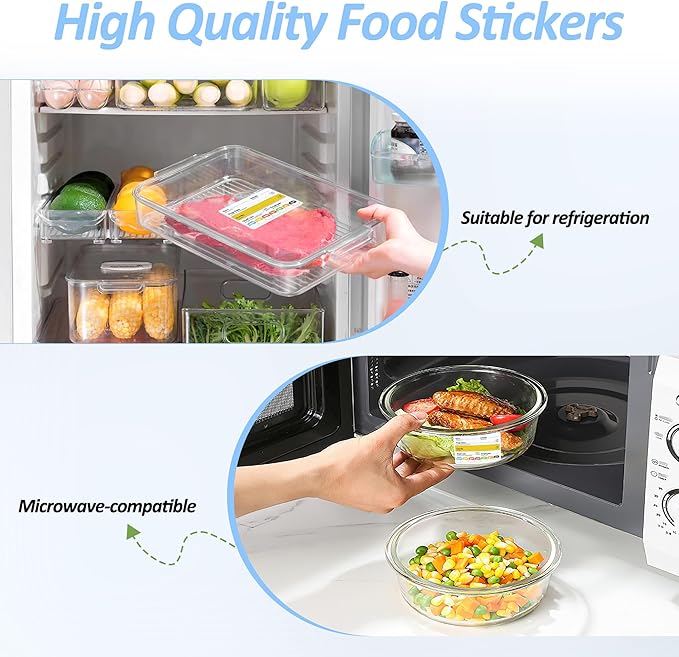 Restaurant Quality Shelf Life Food Rotation Labels Vinyl, 2” x 3” Self-Adhesive Removable Freezer Food Labels, Perfect for Reusable Containers, Easy to Remove, Food Safety Date Sticker (8 PCS)