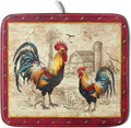Farm Rooster Dish Drying Mat for Countertop 16x18 Inches Red Rustic Chicken by Giwawa